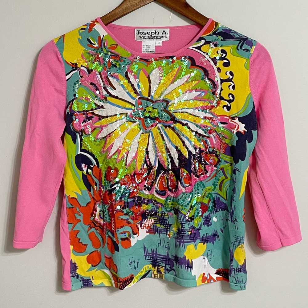 Joseph A. Pink Sequins Top